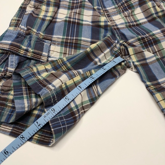OSHKOSH B’GOSH Blue Green Tan Plaid Pocket Cargo Summer Shorts Boys SIZE 4 - Picture 9 of 9